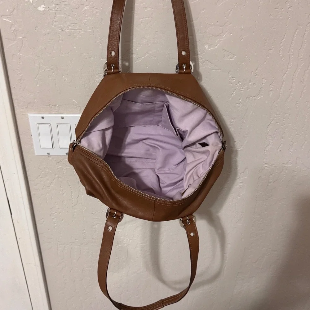 Coach Ergo Pleated Brown Leather Satchel Shoulder Bag F12248 Mahogany